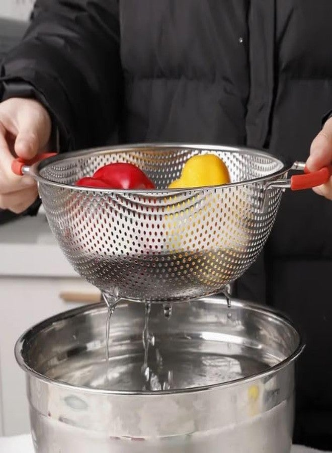 Zorzel Fruit Vegetable Rice Washing Baskets Stainless Steel Strainer Colander Strainer Drainer with Handle Drain Basin Basket - Image 5