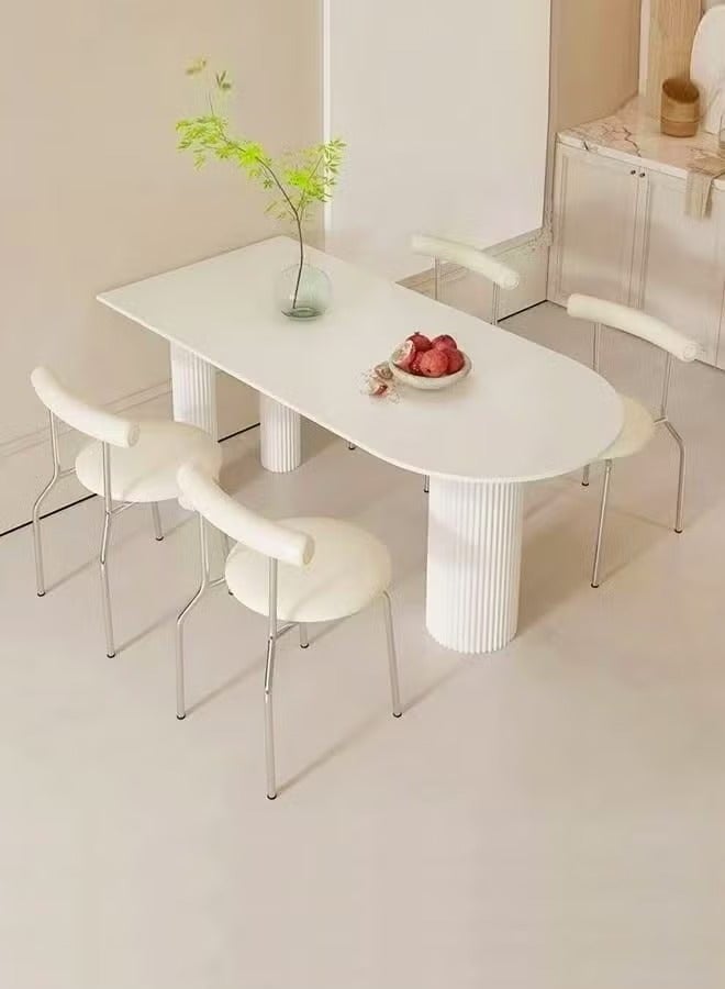 Raffine Modern Light Luxury Stone Tabletop Italian Dining Table and Chairs Small Kitchen Dining Table Chair Set Restaurant Dining Table with 4 Nordic Style Leather Cushion Ergonomic Dinning Chairs for Home Restaurants 120x60x75 and 41x45x75 cm - Image 1