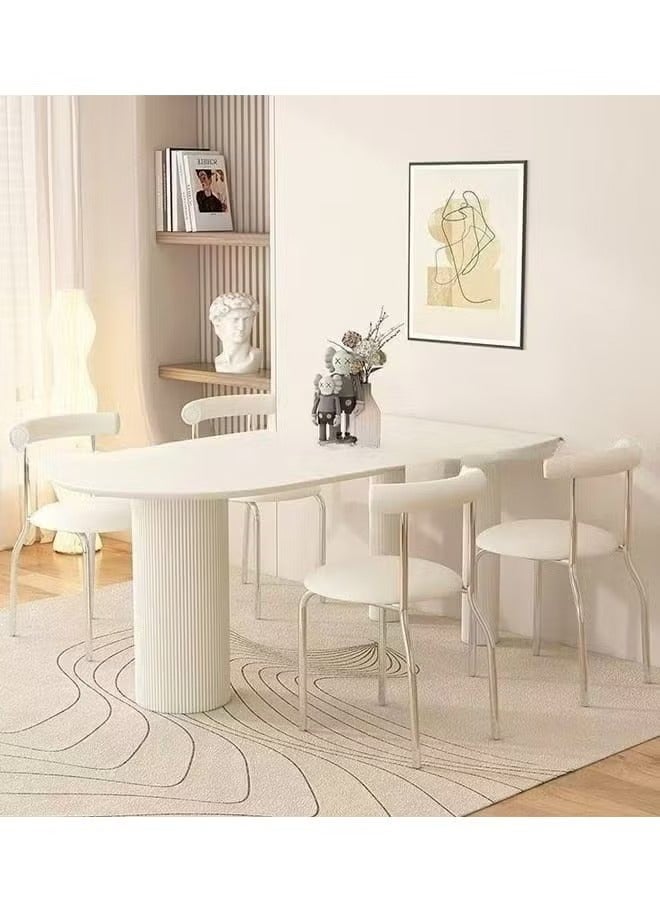 Raffine Modern Light Luxury Stone Tabletop Italian Dining Table and Chairs Small Kitchen Dining Table Chair Set Restaurant Dining Table with 4 Nordic Style Leather Cushion Ergonomic Dinning Chairs for Home Restaurants 120x60x75 and 41x45x75 cm - Image 3