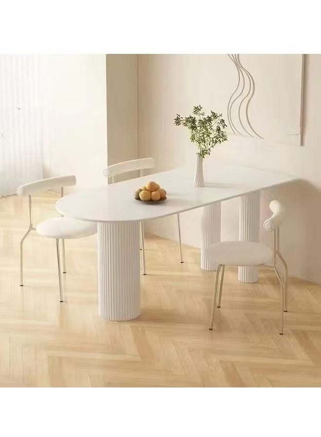 Raffine Modern Light Luxury Stone Tabletop Italian Dining Table and Chairs Small Kitchen Dining Table Chair Set Restaurant Dining Table with 4 Nordic Style Leather Cushion Ergonomic Dinning Chairs for Home Restaurants 120x60x75 and 41x45x75 cm - Image 4