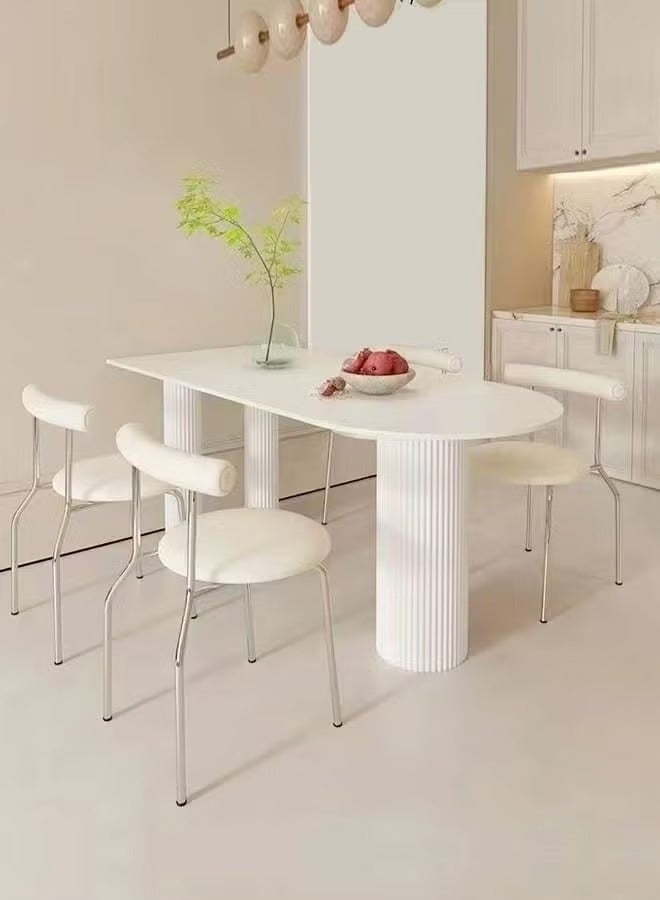 Raffine Modern Light Luxury Stone Tabletop Italian Dining Table and Chairs Small Kitchen Dining Table Chair Set Restaurant Dining Table with 4 Nordic Style Leather Cushion Ergonomic Dinning Chairs for Home Restaurants 120x60x75 and 41x45x75 cm - Image 2