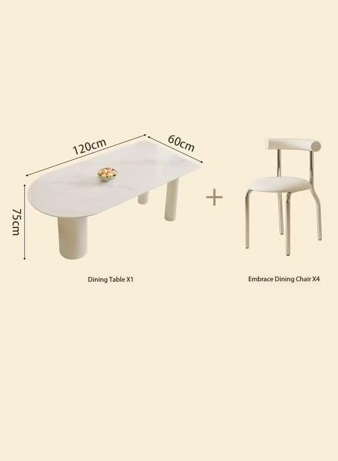 Raffine Modern Light Luxury Stone Tabletop Italian Dining Table and Chairs Small Kitchen Dining Table Chair Set Restaurant Dining Table with 4 Nordic Style Leather Cushion Ergonomic Dinning Chairs for Home Restaurants 120x60x75 and 41x45x75 cm - Image 5