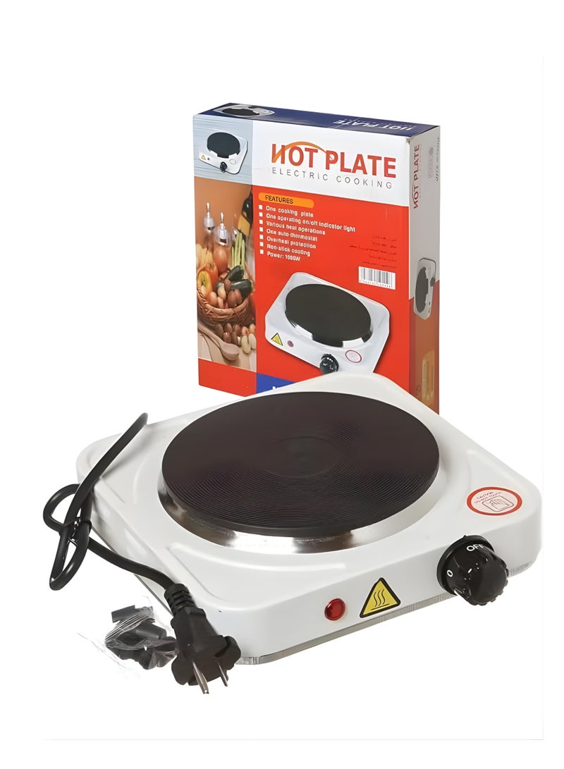 Hot Plate Electric Cooking Single Burner JX-1010A - 1000W Portable Electric Stove with 5 Heat Settings & Indicator Light - Compact Design for Office, Travel, & Dorm Use. - Image 1