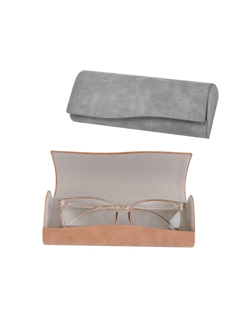 KASTWAVE KASTWAVE Hard Shell Sunglasses Case Leather Glasses Case Protective Sunglasses Pouch Holder Storage Eye Glasses Pouch Carry Case with Cleaning Cloth for Men and Women (2 Pcs Yellow and Gray)  - Image 1