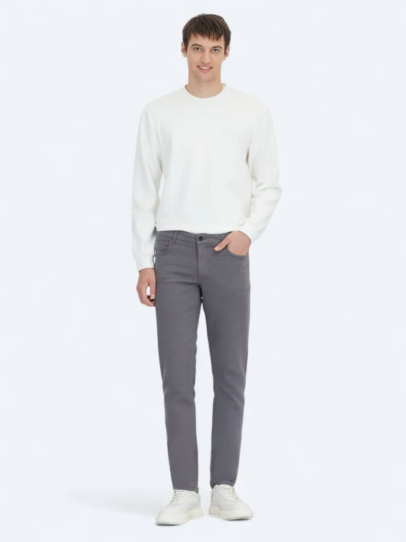 Kip Hard Coal Weaving Slim Fit Casual Cotton Blended Trousers