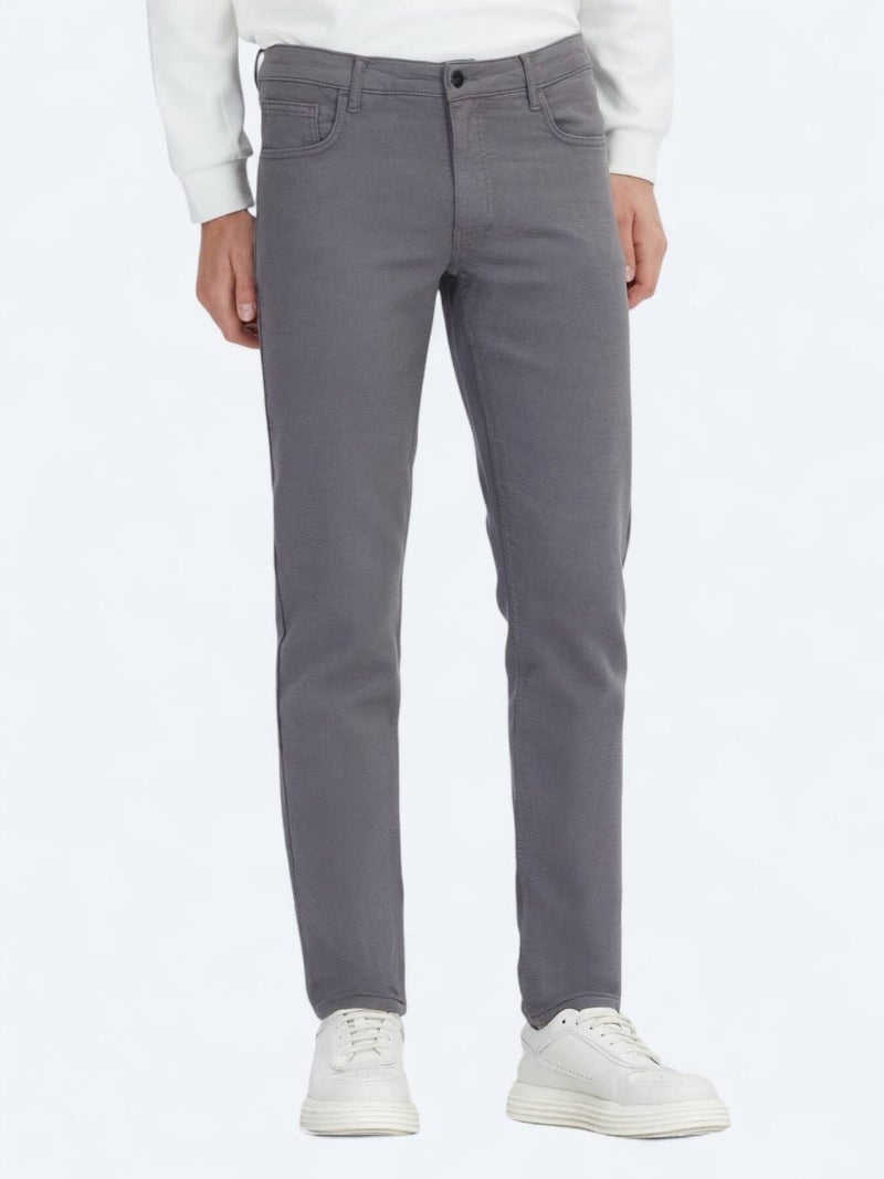 Kip Hard Coal Weaving Slim Fit Casual Cotton Blended Trousers - Image 3