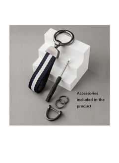 OUYoo OUYoo 2 pieces Knitwear-Textured Genuine Leather Car Keychains, Universal Genuine Leather Key Fob Keychain Holders for Men and Women, with an Additional United Arab Emirates Flag Keychain.  - Image 4