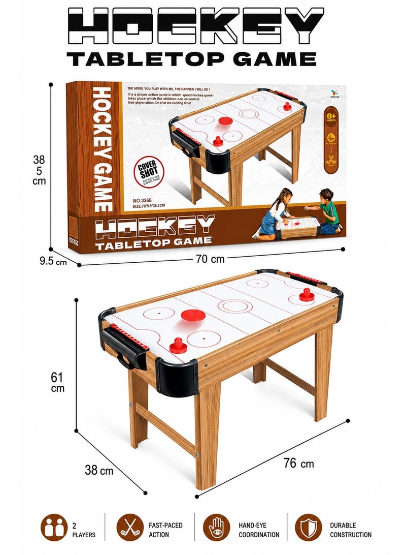 Tabletop Hockey Game for Kids and Family, Freestanding Wood-Look Game Table with 2 Strikers, 1 Puck, Score Keeper and Smooth Playing Surface, 76 × 38 × 61 cm - Image 2