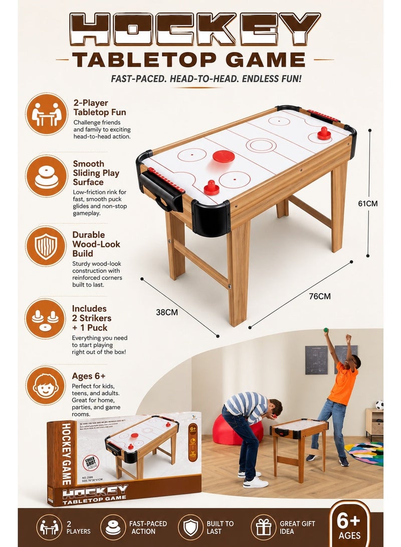 Tabletop Hockey Game for Kids and Family, Freestanding Wood-Look Game Table with 2 Strikers, 1 Puck, Score Keeper and Smooth Playing Surface, 76 × 38 × 61 cm - Image 5