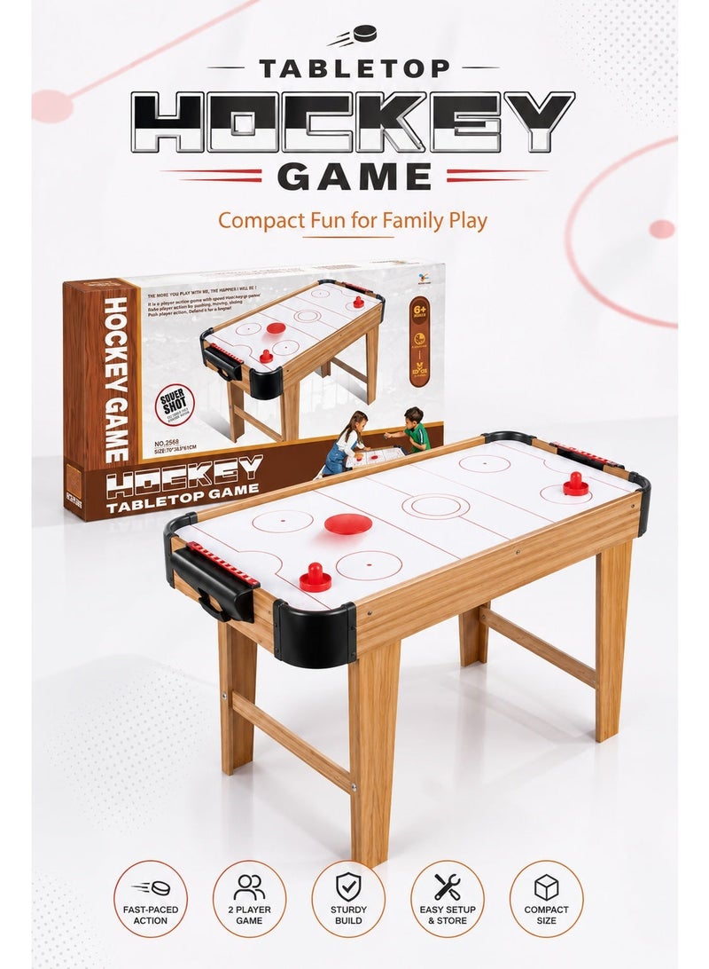 Tabletop Hockey Game for Kids and Family, Freestanding Wood-Look Game Table with 2 Strikers, 1 Puck, Score Keeper and Smooth Playing Surface, 76 × 38 × 61 cm - Image 3