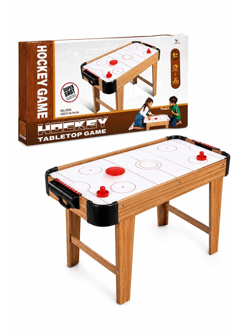 Tabletop Hockey Game for Kids and Family, Freestanding Wood-Look Game Table with 2 Strikers, 1 Puck, Score Keeper and Smooth Playing Surface, 76 × 38 × 61 cm - Image 1