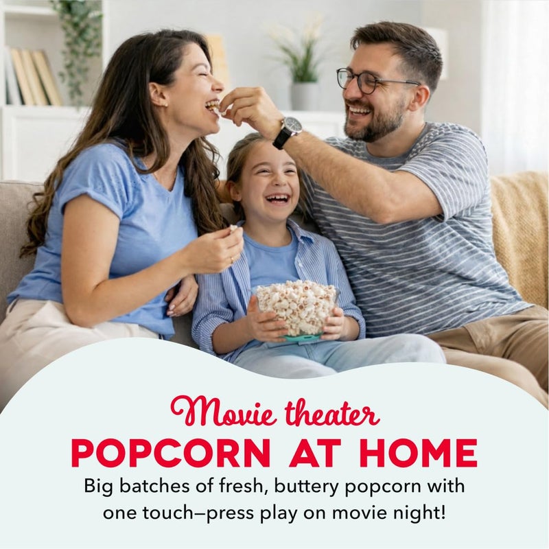 Dash SmartStore Stirring Popcorn Maker - Hot Oil Electric Popcorn Popper with Butter-Warming Tray, Clear Serving Bowl & Measuring Cup - 12 Cups, Red - Image 3