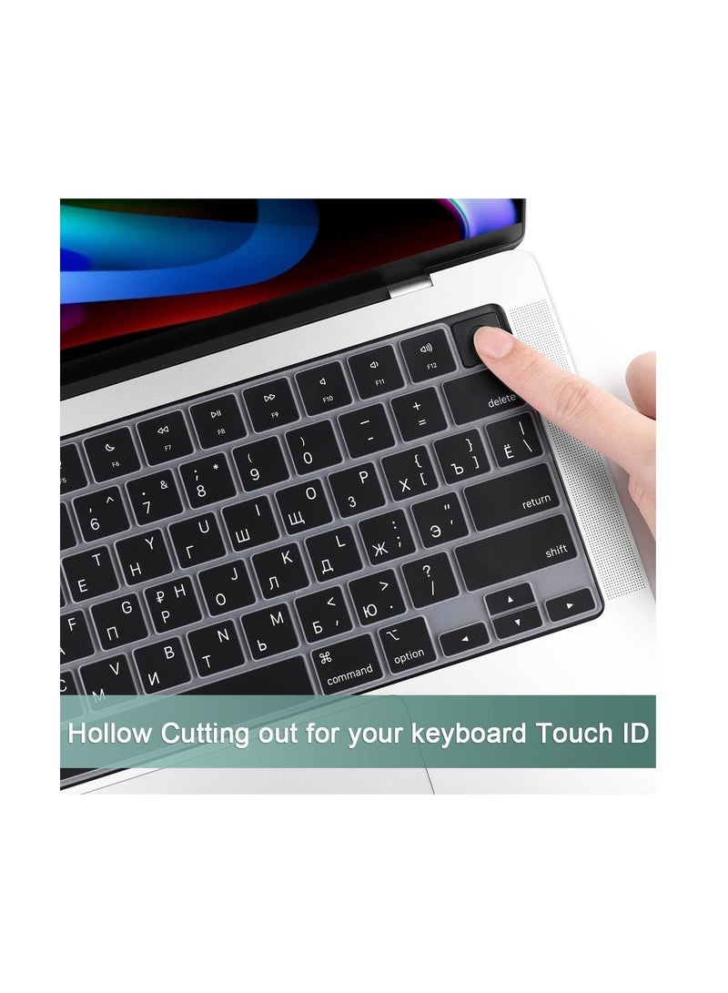 AMM Russian Silicone Keyboard Cover Skin for M2 MacBook Air 13.6 inch 2022 A2681 & MacBook Pro 14 inch 2022 2021 A2442 M1 & MacBook Pro 16 inch 2022 2021 A2485 M1 - US Version Waterproof Dustproof Russian - Image 5