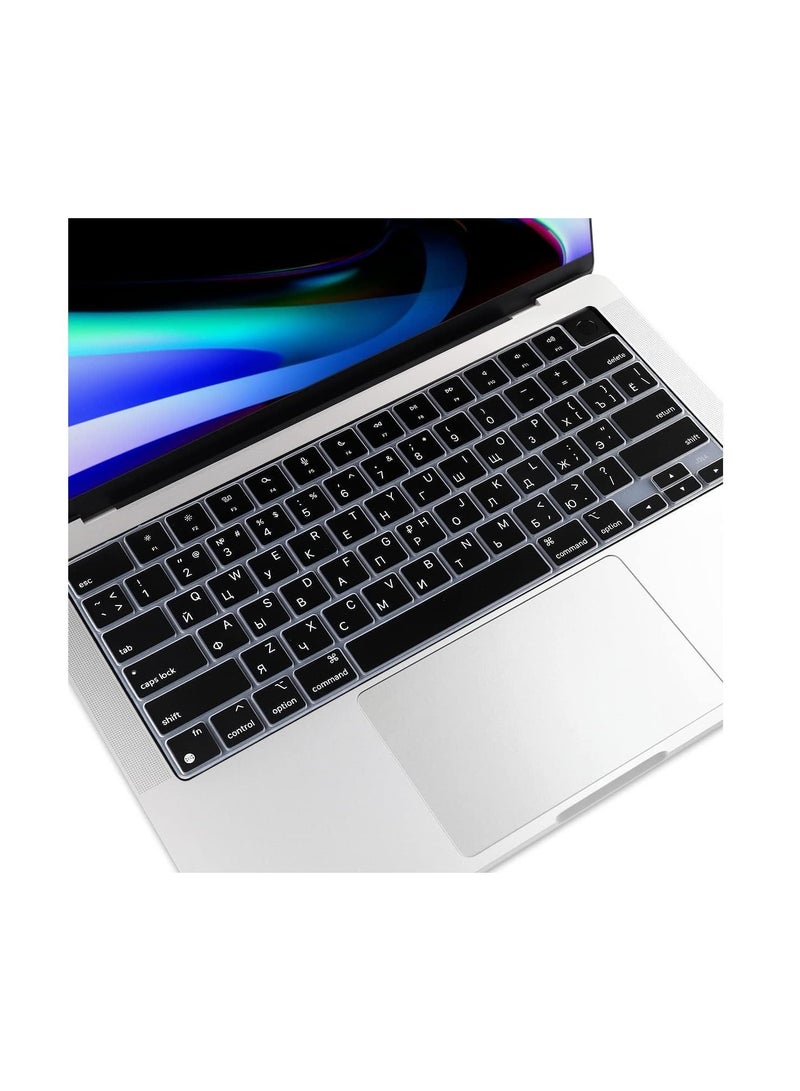 AMM Russian Silicone Keyboard Cover Skin for M2 MacBook Air 13.6 inch 2022 A2681 & MacBook Pro 14 inch 2022 2021 A2442 M1 & MacBook Pro 16 inch 2022 2021 A2485 M1 - US Version Waterproof Dustproof Russian - Image 4