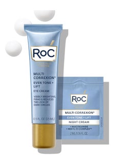 RoC RoC Multi Correxion 5 in 1 Anti-Aging Eye Cream for Puffiness, Under Eye Bags & Dark Circles, Skin Care Treatment with Shea Butter, (.5 oz) with Night Cream Packette (Packaging May Vary)  - Image 1