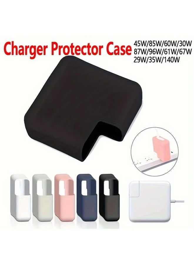 Black Silicone Charger Case For MacBook Air 13 Inch 2020 M1 And MacBook Pro 14 Inch 30W 67W 96W Power Adapter Cover Snug Fit Durable - Image 1