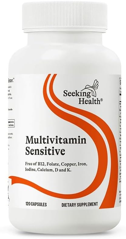 Seeking Health Multivitamin Sensitive Daily Vitamin Without Folate B12 Copper Iron Iodine Vitamins D and K and Calcium Antioxidant Support Vegetarian and Vegan 120 Capsules - Image 1