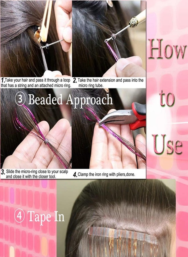 HandWig Hair Tinsel Tools Kit,Fairy Hair Strands for Women,12 Colors with Tools, 47 Inches,Easy Apply Hair Highlights for Party Festival Daily Use - Image 5