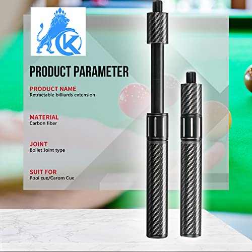 KONLLEN Pool Cue Extension with 3 Bumpers Carbon Fiber Billiards Cue Extension Billiard Accessories for Pool Sticks - Image 4