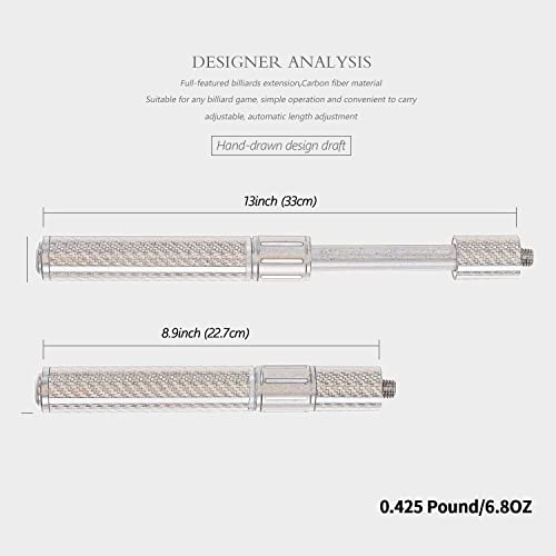 KONLLEN Pool Cue Extension with 3 Bumpers Carbon Fiber Billiards Cue Extension Billiard Accessories for Pool Sticks - Image 2