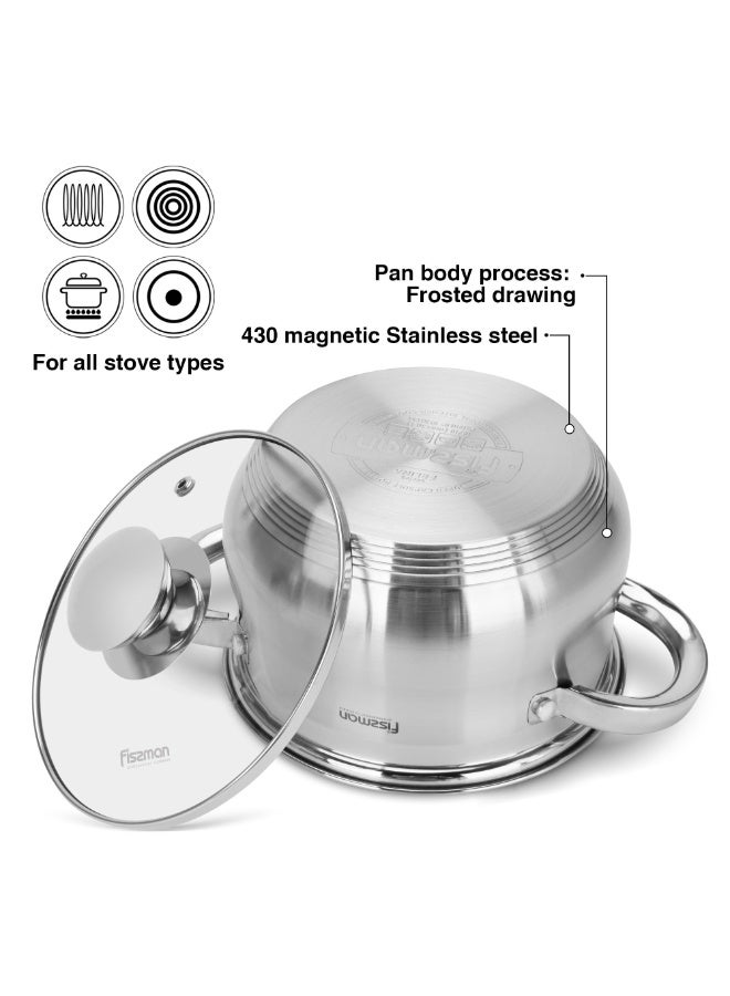 Fissman Stockpot with Glass Lid 18x11.5cm / 2.9 Liter with Measuring Mark, Stainless Steel Stockpot Felina Series | Stay-cool Handle | Induction Ready | Dishwasher Safe | Compatible with All Stovetops - Image 3