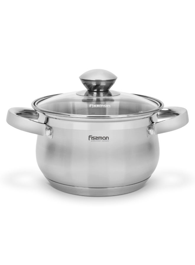 Fissman Stockpot with Glass Lid 18x11.5cm / 2.9 Liter with Measuring Mark, Stainless Steel Stockpot Felina Series | Stay-cool Handle | Induction Ready | Dishwasher Safe | Compatible with All Stovetops - Image 5