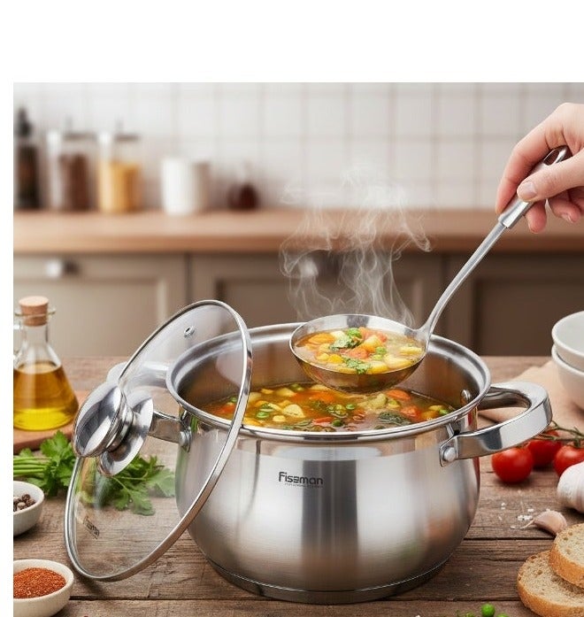 Fissman Stockpot with Glass Lid 18x11.5cm / 2.9 Liter with Measuring Mark, Stainless Steel Stockpot Felina Series | Stay-cool Handle | Induction Ready | Dishwasher Safe | Compatible with All Stovetops - Image 2
