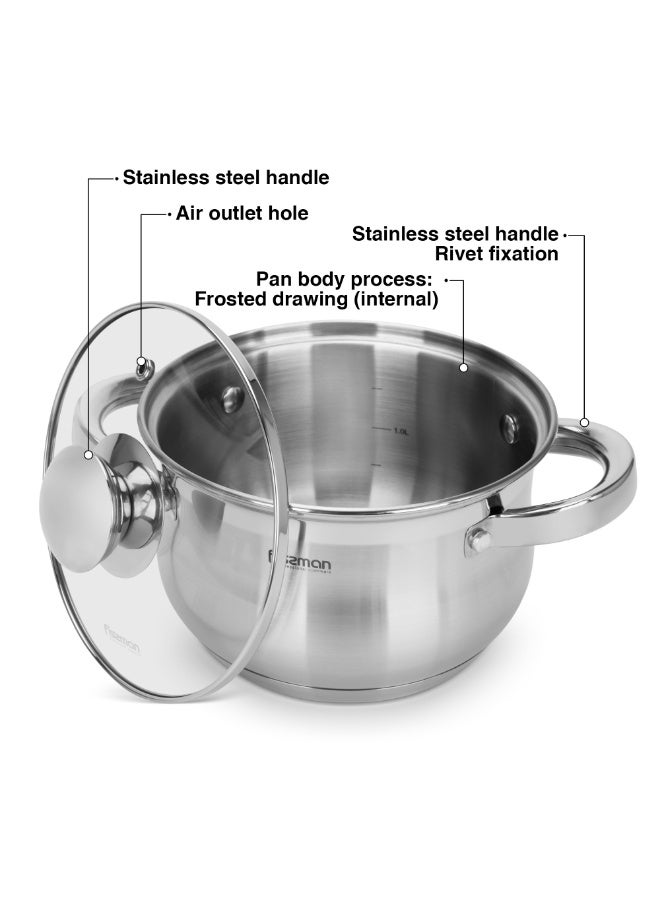 Fissman Stockpot with Glass Lid 18x11.5cm / 2.9 Liter with Measuring Mark, Stainless Steel Stockpot Felina Series | Stay-cool Handle | Induction Ready | Dishwasher Safe | Compatible with All Stovetops - Image 4