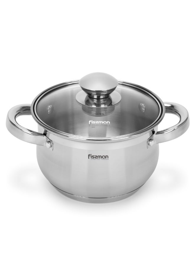 Fissman Stockpot with Glass Lid 18x11.5cm / 2.9 Liter with Measuring Mark, Stainless Steel Stockpot Felina Series | Stay-cool Handle | Induction Ready | Dishwasher Safe | Compatible with All Stovetops - Image 3