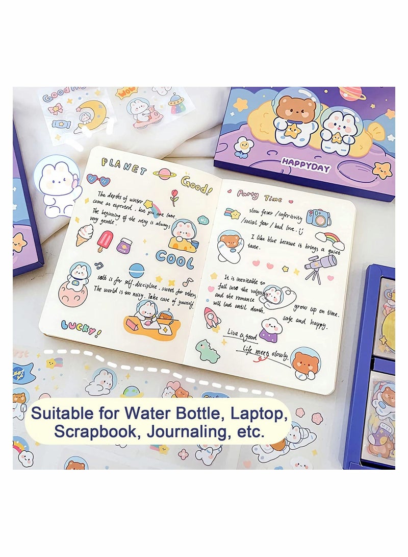 SYOSI Cute Stickers Waterproof Water Bottle Laptop Scrapbook Vinyl Aesthetic Kawaii Clear Stickers Packs for Journaling Gifts for Kids Girls Boys Pack of 100 Sheets - Image 2