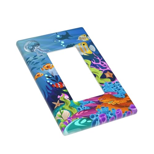 Giinly Fish Tropical Sea Single Gang Rocker Light Switch Cover Plates Decorative Outlet Covers, 1 Gang Rocker Wall Plate - Image 3