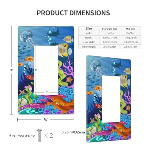 Giinly Fish Tropical Sea Single Gang Rocker Light Switch Cover Plates Decorative Outlet Covers, 1 Gang Rocker Wall Plate - Image 4