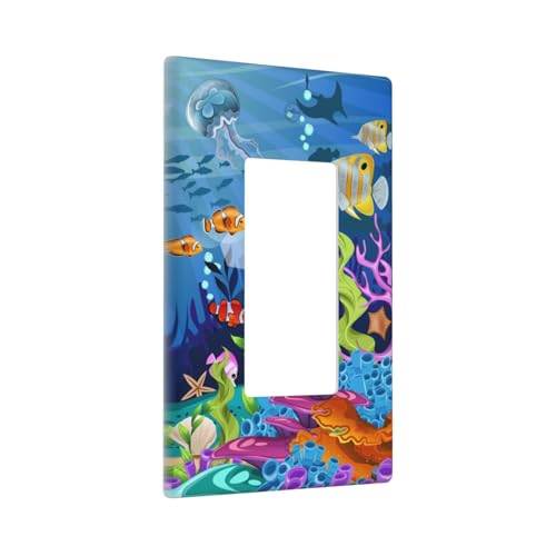 Giinly Fish Tropical Sea Single Gang Rocker Light Switch Cover Plates Decorative Outlet Covers, 1 Gang Rocker Wall Plate - Image 2