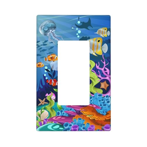 Giinly Fish Tropical Sea Single Gang Rocker Light Switch Cover Plates Decorative Outlet Covers, 1 Gang Rocker Wall Plate - Image 1