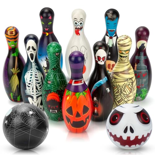 AORZIT Halloween Games Bowling Set for Kids Party Supplies Pins and Balls for Family Indoor Outdoor Games Party Favors - Image 1