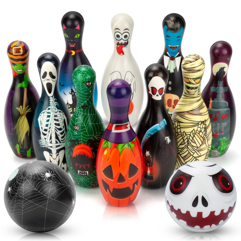 AORZIT Halloween Games Bowling Set for Kids Party Supplies Pins and Balls for Family Indoor Outdoor Games Party Favors - Image 2
