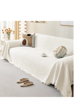 KCDMBUE Reversible Sofa Throw Blanket, Soft & Warm Solid Color Blanket for Couch, Thick Plush Throw for Living Room and Bedroom(White)  - Image 1