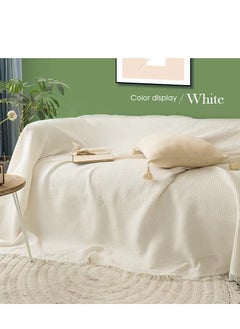 KCDMBUE Reversible Sofa Throw Blanket, Soft & Warm Solid Color Blanket for Couch, Thick Plush Throw for Living Room and Bedroom(White)  - Image 2