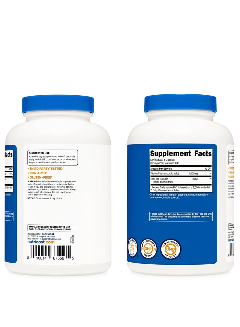 فيتامين سي مع ثمر الورد ٢٤٠ كبسولة تكفي لمدة ٨ أشهر - Image 2