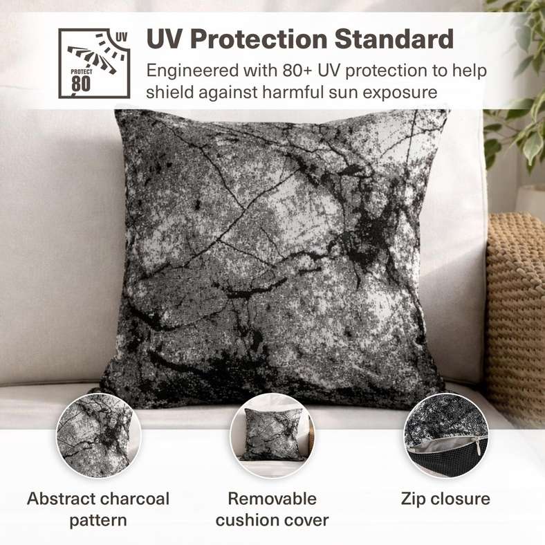 Pan Home Charcoal Toss Pillow with Zipper Closure 240 GSM - 40x40 Cm - Black - 065MIC2000012 - Image 4