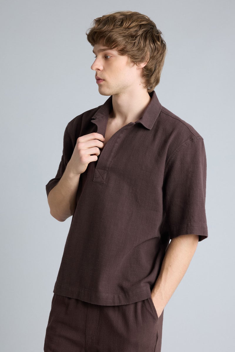 DeFacto Brown Man Boxy Fit 100% Cotton Shirt Casual - Image 3