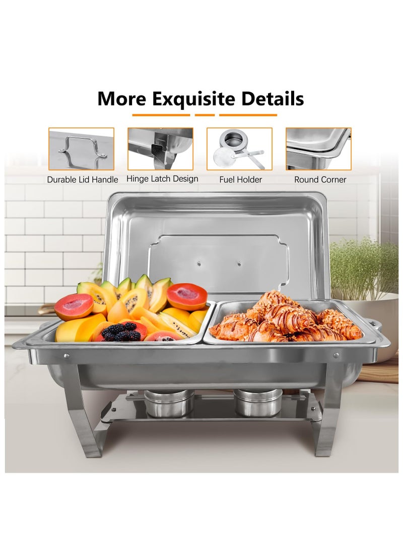 XiuWoo Chafing Dish Buffet Set 1 Pack, 8 QT Half Size Stainless Steel Buffet Stove for Catering, Upgraded Buffet Sets with Food, Water Pan, Lid, Frame, Fuel Holder  - Image 5