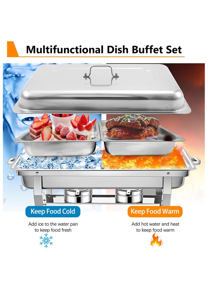 XiuWoo Chafing Dish Buffet Set 1 Pack, 8 QT Half Size Stainless Steel Buffet Stove for Catering, Upgraded Buffet Sets with Food, Water Pan, Lid, Frame, Fuel Holder  - Image 3