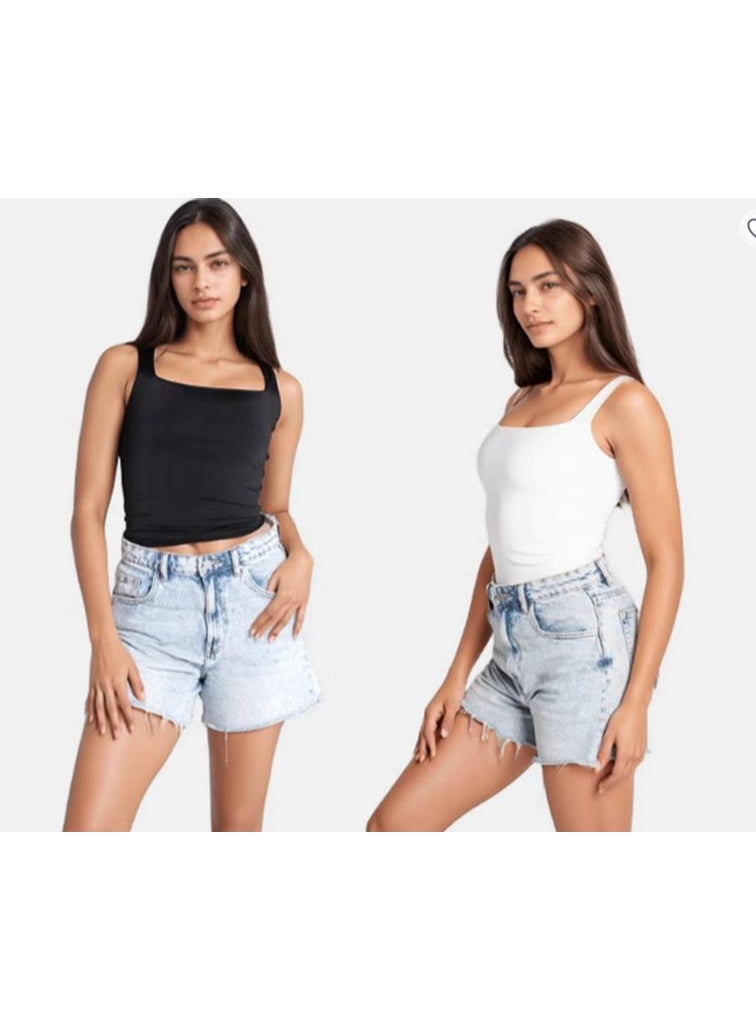 Women Square Neck Tank Top Set