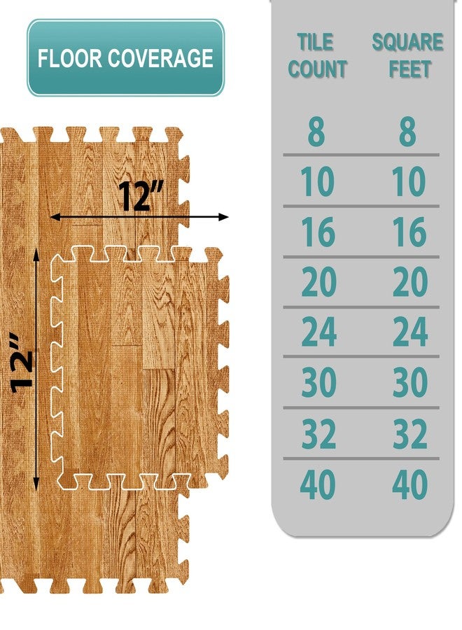 Sorbus Wood Grain Floor Mats Foam Interlocking Mats Each Tile 3/8-Inch Thick Flooring Wood Mat Tiles - Home Office Playroom Basement Trade Show 16 Tiles (16 Sq ft) pine - Image 2
