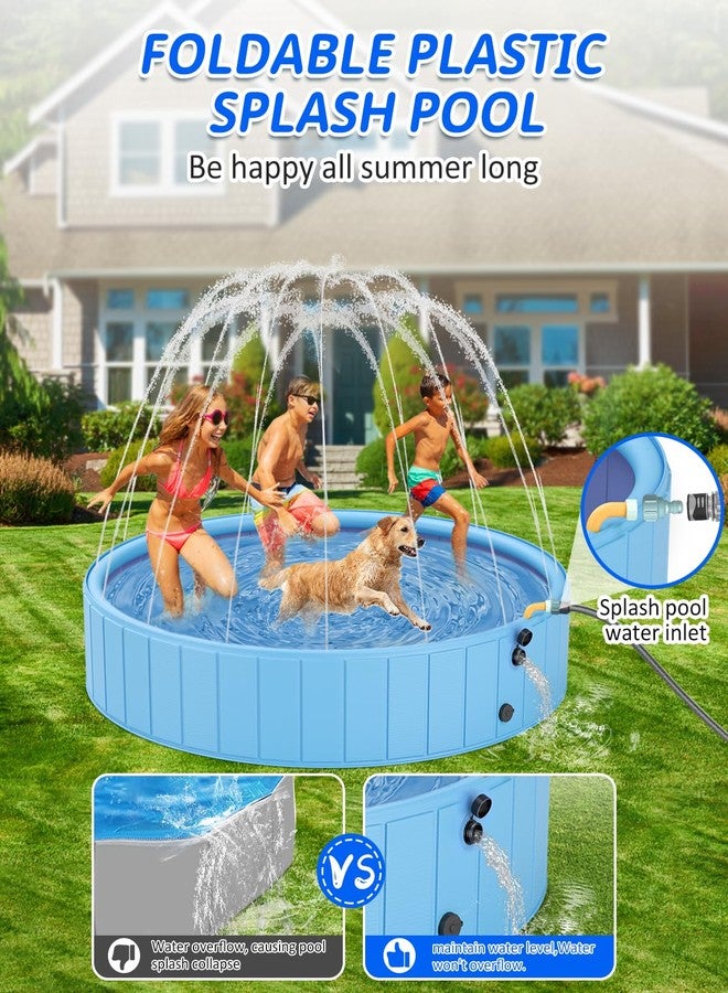 YSJILIDE Dog Pools for Large Dogs, 2-in-1 Sprinkler Pool for Kids Non-Slip Dog Swimming Pool for Outdoor Backyard Kids Dogs Ducks and Pet Baths 63" x 12" - Image 4