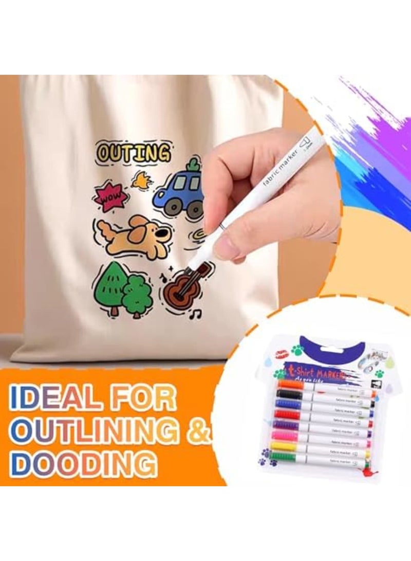 SYOSI أقلام قماش دائمة للملابس، مجموعة من 8 ألوان من علامات الطلاء القماشي للأطفال والبالغين، مثالية لفن القماش DIY، رسم تي شيرت، تخصيص، ومشاريع النسيج (متعددة الألوان) - Image 3