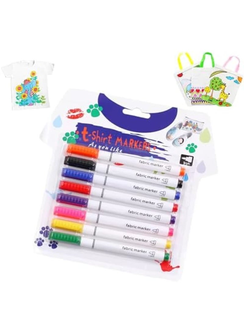 SYOSI أقلام قماش دائمة للملابس، مجموعة من 8 ألوان من علامات الطلاء القماشي للأطفال والبالغين، مثالية لفن القماش DIY، رسم تي شيرت، تخصيص، ومشاريع النسيج (متعددة الألوان) - Image 1