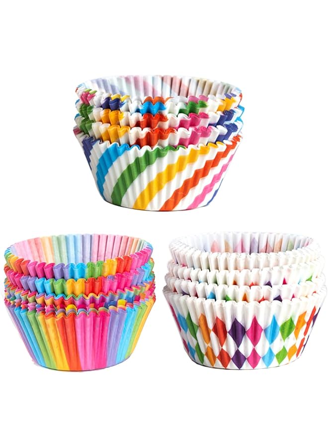 S-TOP Colorful Rainbow Paper Cake Cup Baking Muffin Liner 300 Pcs - Image 1