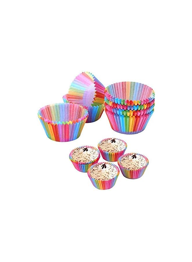 S-TOP Colorful Rainbow Paper Cake Cup Baking Muffin Liner 300 Pcs - Image 3